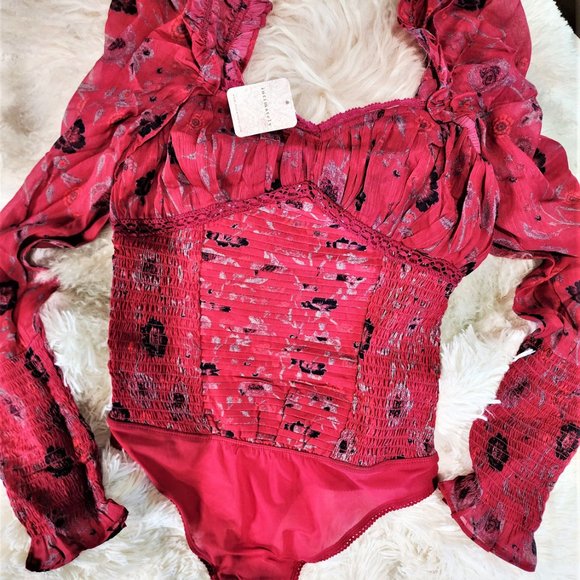 FREE PEOPLE Floral Bodysuit Top Size XS - NWT - Picture 4 of 6
